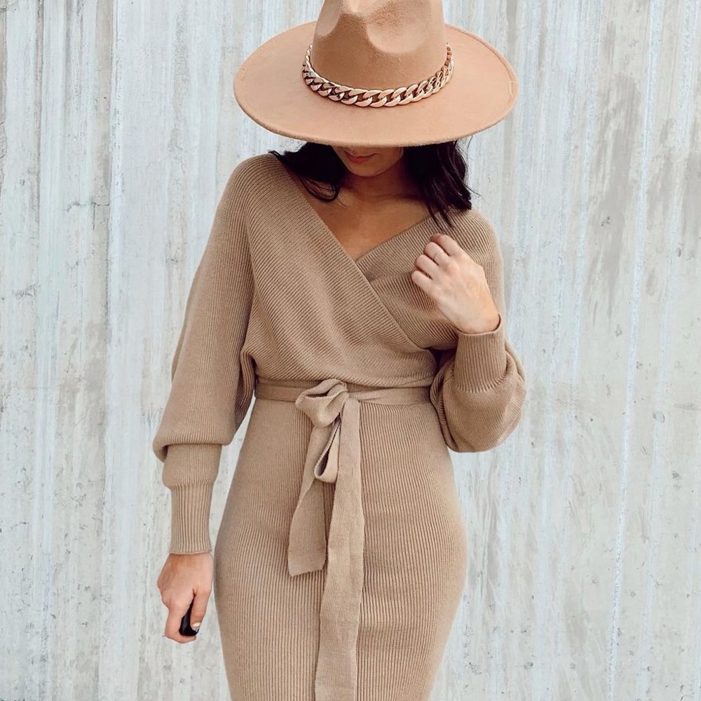Tan sweater dress